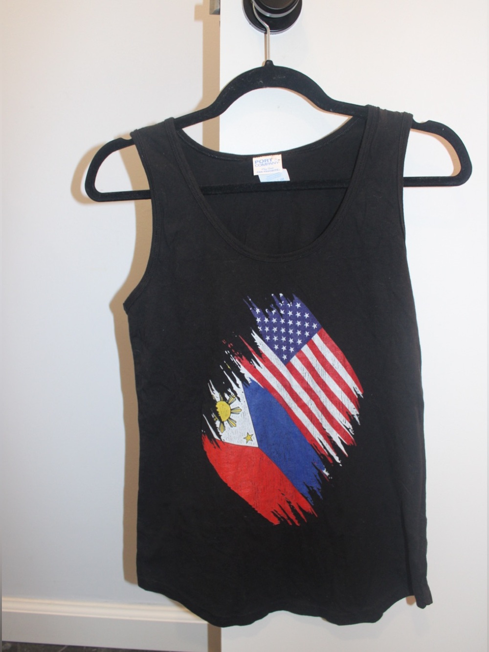 Filipino American Flag Black Graphic Tank - Pinoy Pride - Small